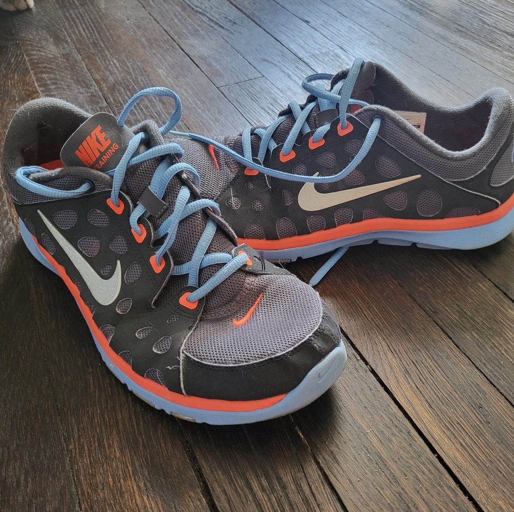 Nike Womens Flex Supreme Running Shoes TR Grey/Electric Orange/Blue